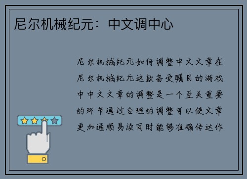 尼尔机械纪元：中文调中心